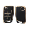 keycare TPU Key Cover For Volkswagen Virtus, Tiguan, T-Roc, Taigun, New Jetta 3 Button Flip Key | TP44 | Gold Black